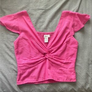 Cropped Pink Twist Front Top